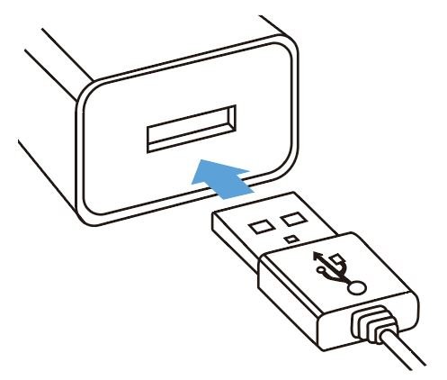 ต่อสายเคเบิลเข้ากับช่องเสียบ USB ที่อแดปเตอร์